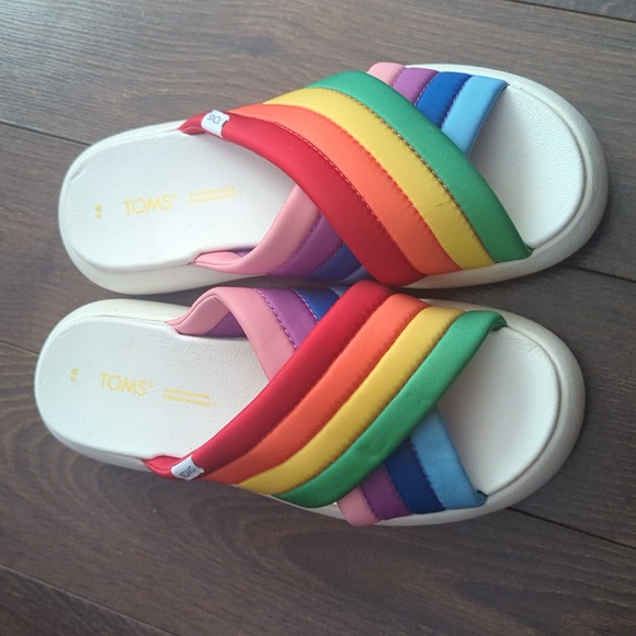 TOMS Women's Alpargata Mallow Crossover Sandals Multi Rainbow Jersey - Picture 3 of 12